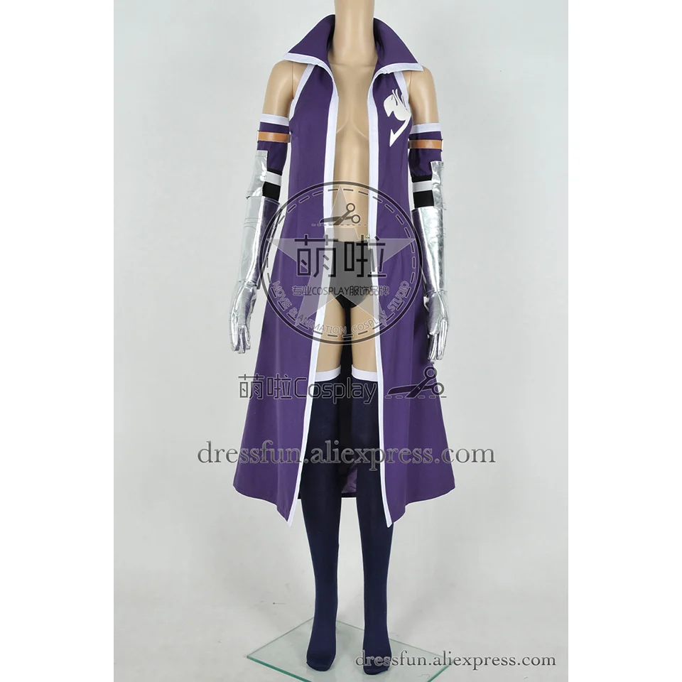 Сказочный хвост косплей Титания Эрза Скарлет Костюм Фиолетовый боевой наряд