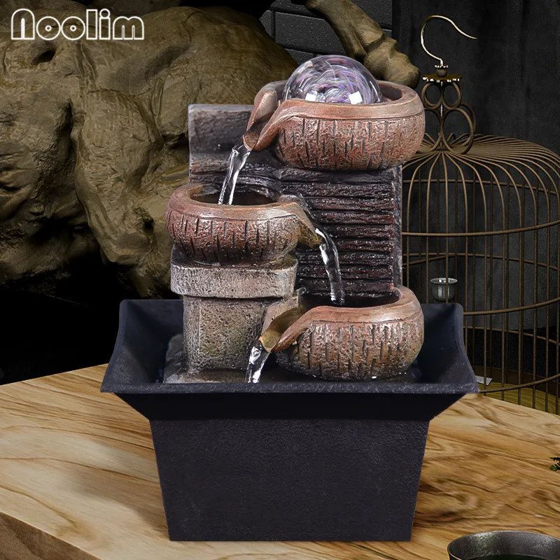 Фонтан фэн шуй в китайском стиле со светодиодный светильник кой|Статуэтки и