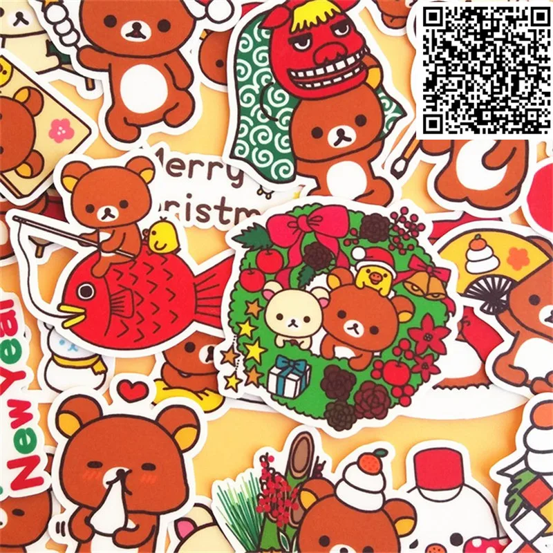 New Trendy Christmas Bear Stickers Toy for DIY Exercise Book Diary 32 Sheets A Pack Toys For Children Colorful Sticker | Дом и сад