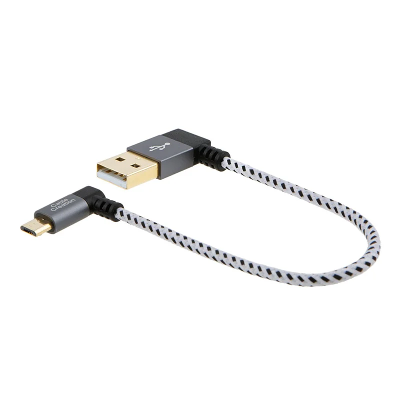 90 градусов USB 2 0 A к Micro B кабель двойной угол Угловой короткий микро с алюминиевым