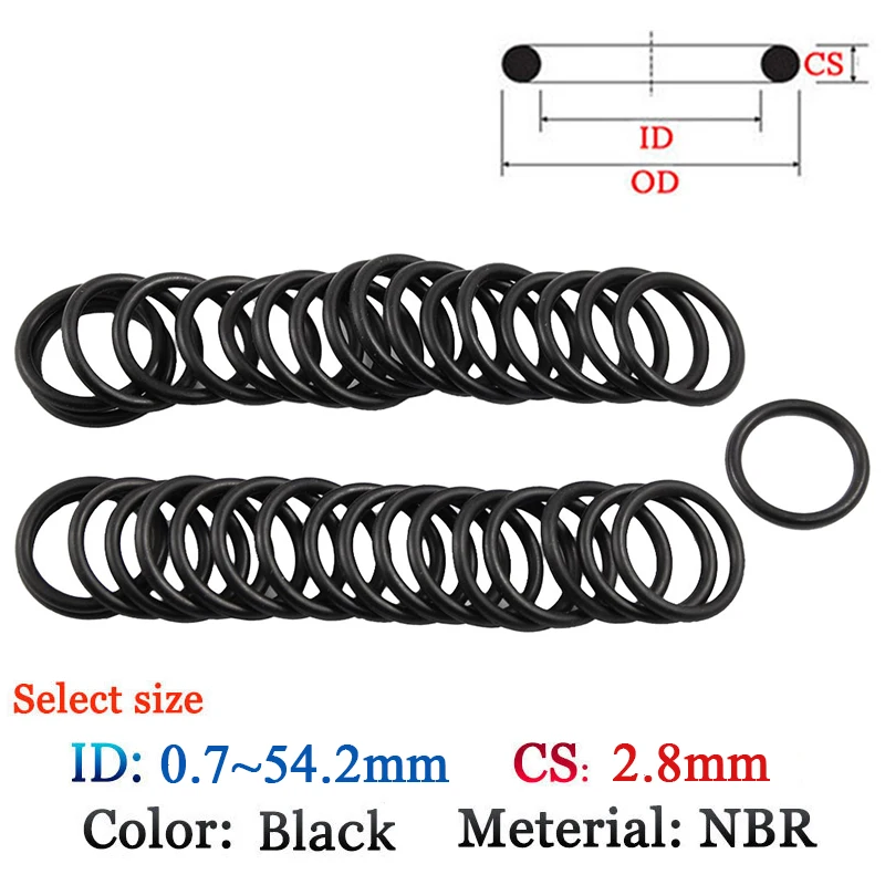 Fluoro rubber Plastic O-Ring CS2.8mm ID0.7mm-54.2mm NBR Gasket set Rubber oil and water seal gasket Silicone sealing ring film |