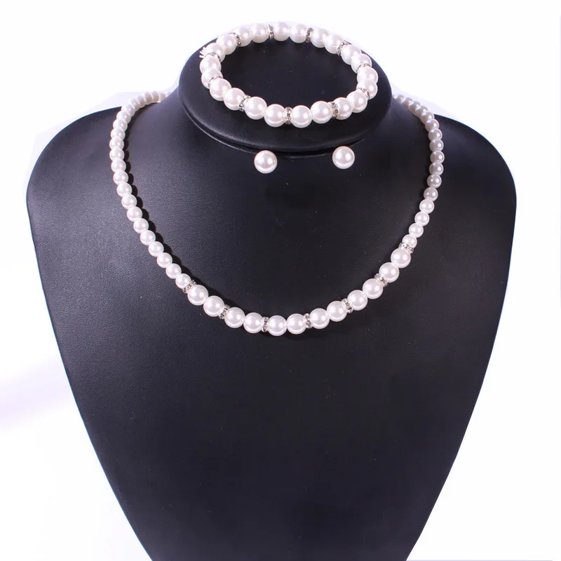 1 комплект женские ожерелья с искусственным жемчугом и стразами элегантные