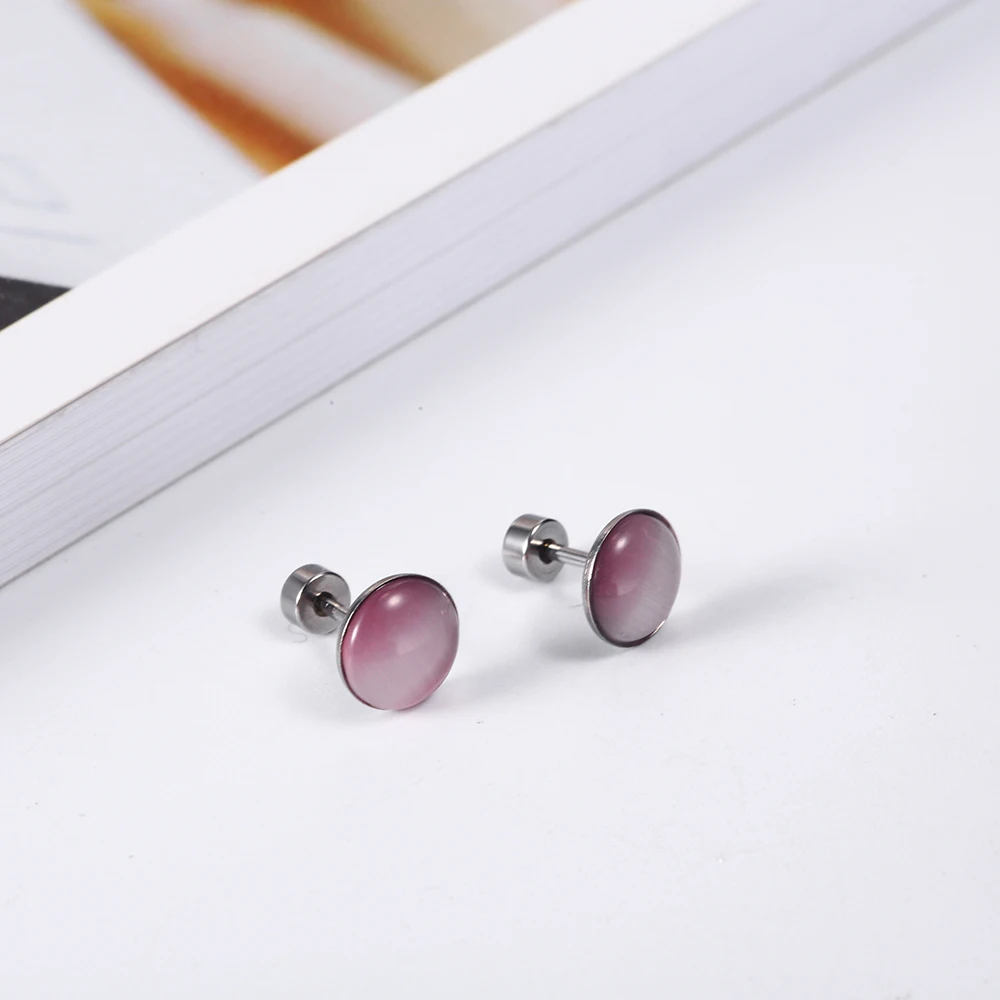 OUFEI опаловые серьги гвоздики для женщин ювелирные изделия из нержавеющей стали