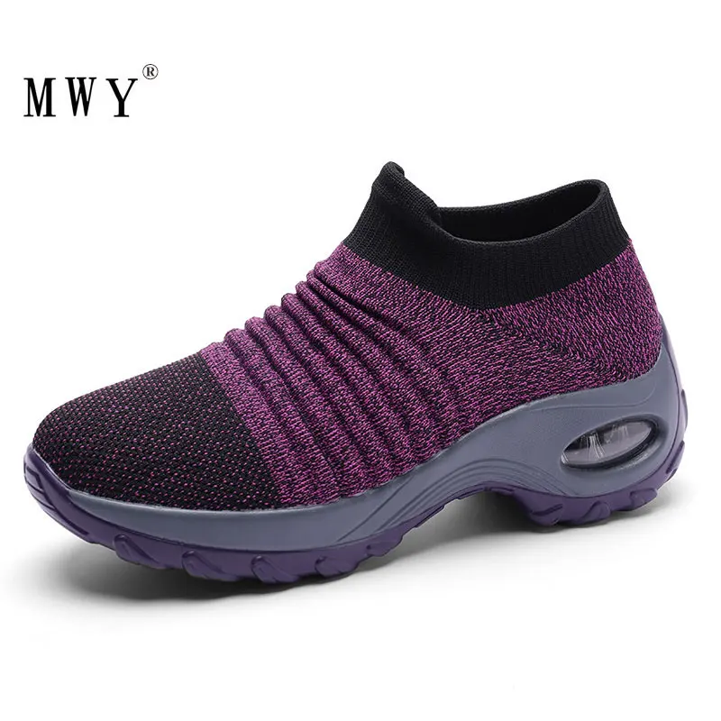 MWY Flats Shoes Women Incresed Socks Sneakers Schoenen Vrouw Slip on Shoes For Women Breathable Outdoor Casual Walking Shoes