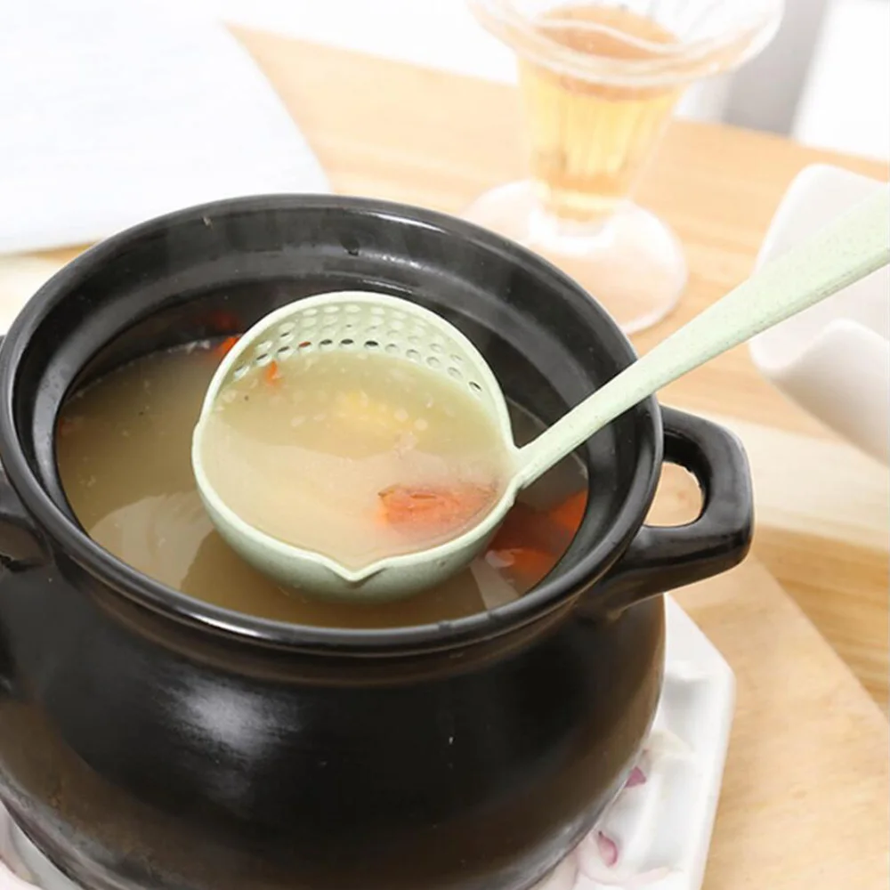 1 шт. зеленая Пшеница с длинной ручкой двойная ложка утолщенная тарелка для жарки