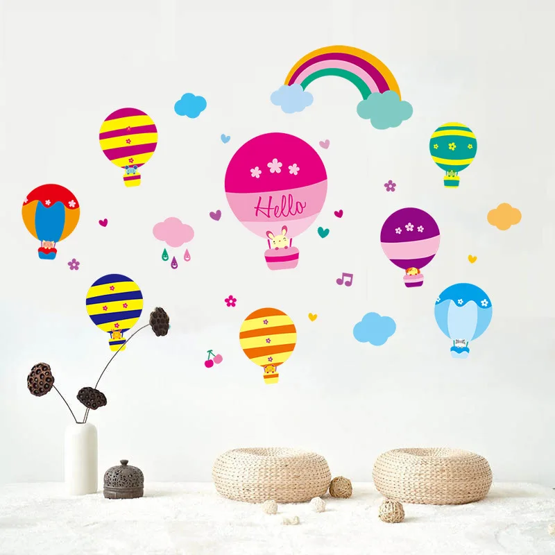 

Kindergarten Decoration Hot Air Balloon Wall Sticker Kids Rooms Home Decor Living Room Bedroom Sticker Mural