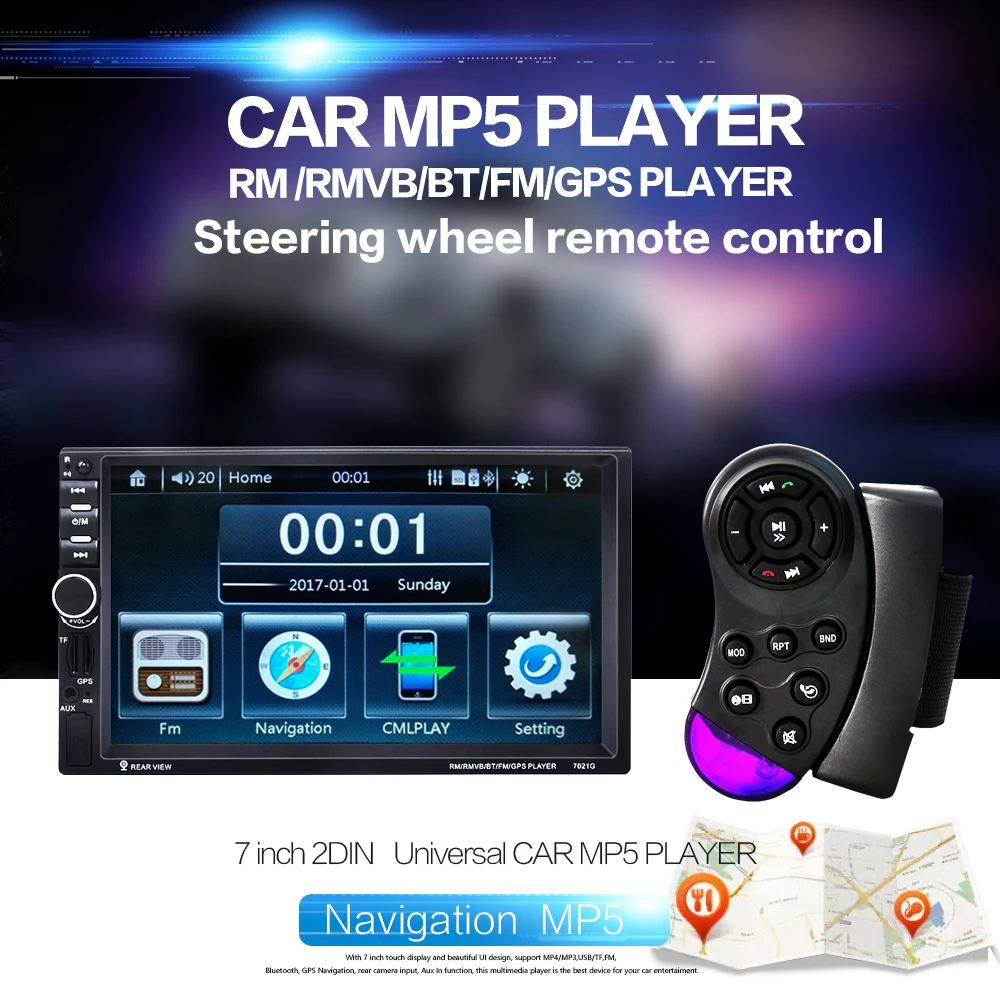 2 Din Автомобильный MP4 MP5 радио плеер 7 дюймов сенсорный экран GPS навигационный USB FM