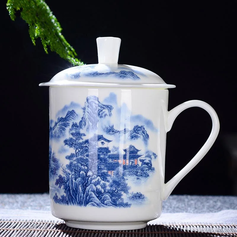 500 мл Цзиндэчжэнь керамическая чашка для чая с крышкой костяная китайская воды