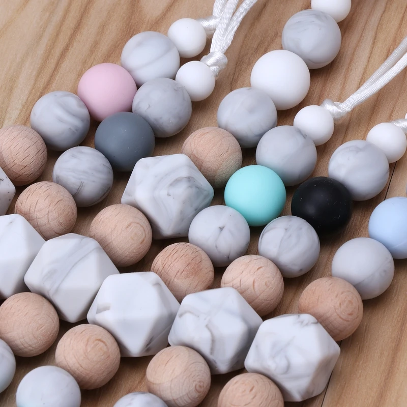 

Baby Soother Clips Silicone and Beech Wood Baby Pacifier Clips Chain Wooden Holder Dummy Clip Newborn Gift Chew Toy
