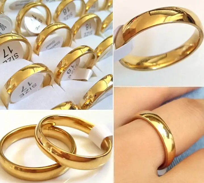 Оптовая продажа 25 шт. золотые полированные обручальные кольца для мужчин и
