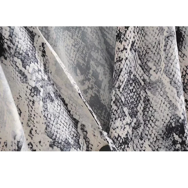 Осень 2018 винтажное платье со змеиным принтом женское плюс размер v образный вырез