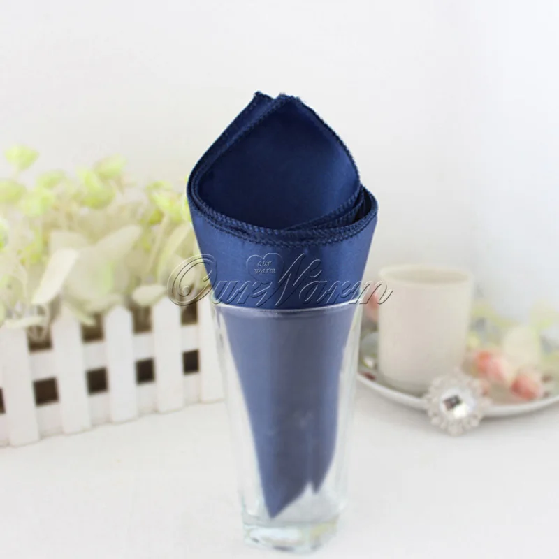 100Pcs Wedding Table Napkins 12" Square Pocket Handkerchief Satin Table Dinner Napkins for Wedding Decoration Accessories