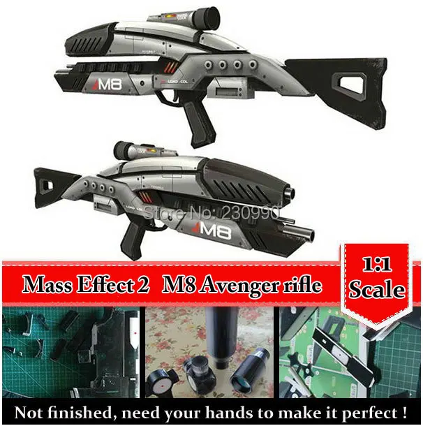 3d модель бумажной винтовки Mass Effect 2 M8 Мстители Масштаб 1:1 наборы для косплея