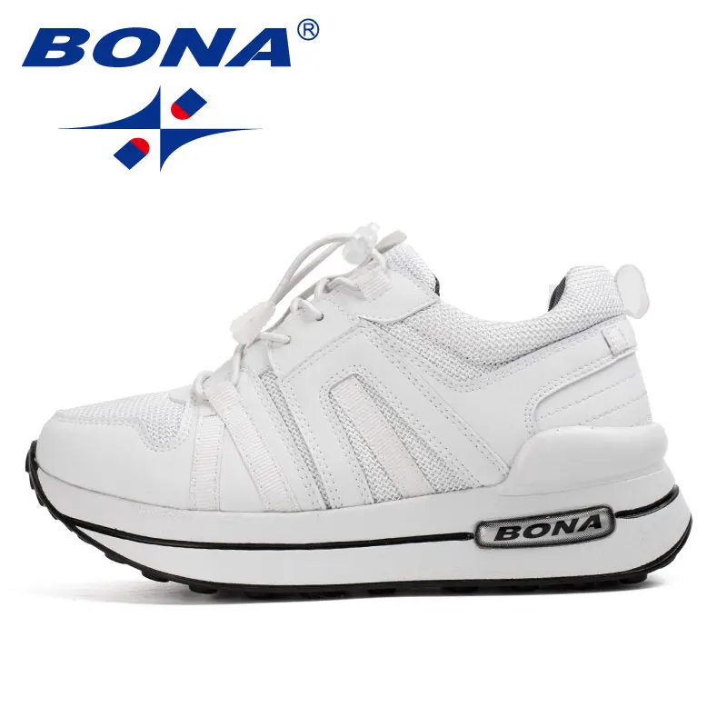 White BONA/ популярный стиль; женская прогулочная обувь; обувь для бега, увеличивающая рост; спортивная обувь на шнуровке; мягкие удобные уличные кроссовки - Цвет: White
