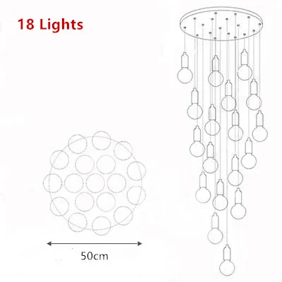 18 Lights Скандинавское стекло абажур Лофт светодиодный подвесной светильник s Edison лампа для ресторана Светильник для спальни подвесной светильник - Цвет корпуса: 18 Lights