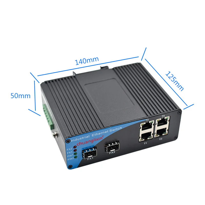Industrial 155M 4 port ethernet  10/100M Port 2 SFP solt Port Industrial Fiber converter