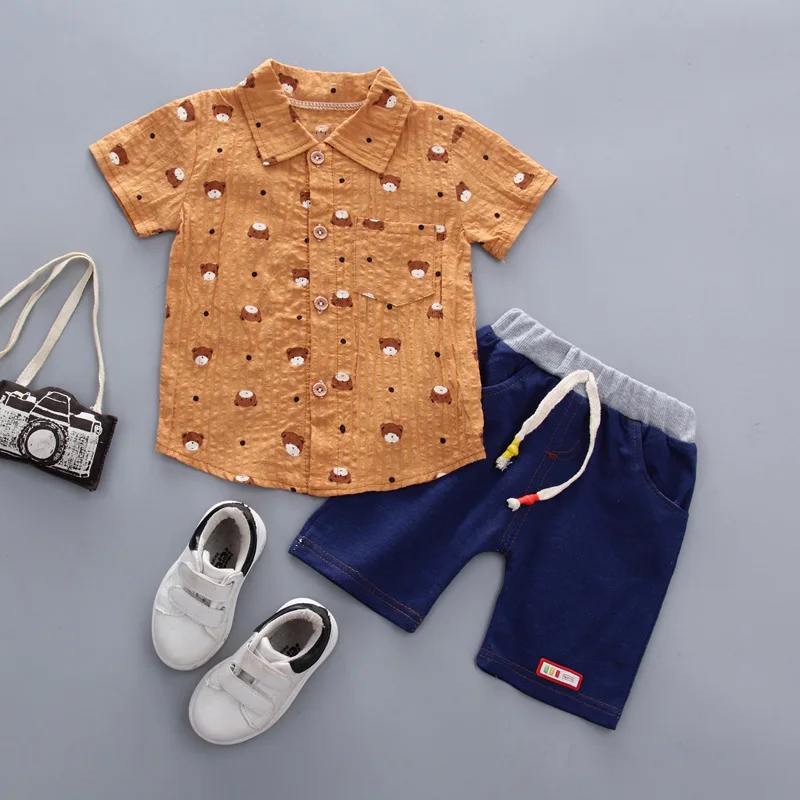 Lovely Cartoon Printed Kids Clothing 2pcs Baby Boys Clothes Sets Short Sleeve T Shirt+Pants Fashion Child Boy Outfit Suits Z481 | Детская
