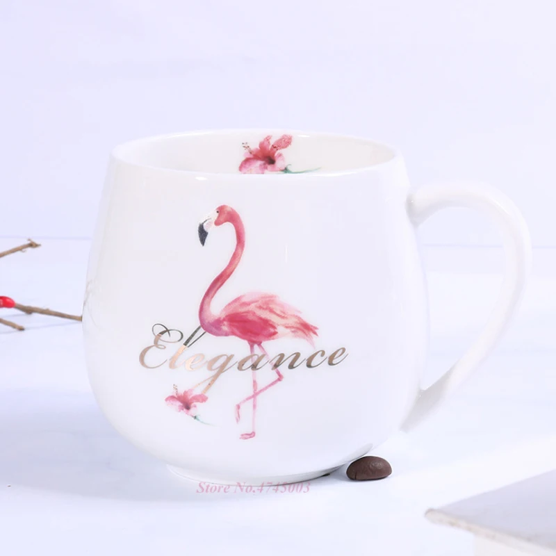 Мраморная кружка Фламинго креативный молочный кофейная из фарфора керамический