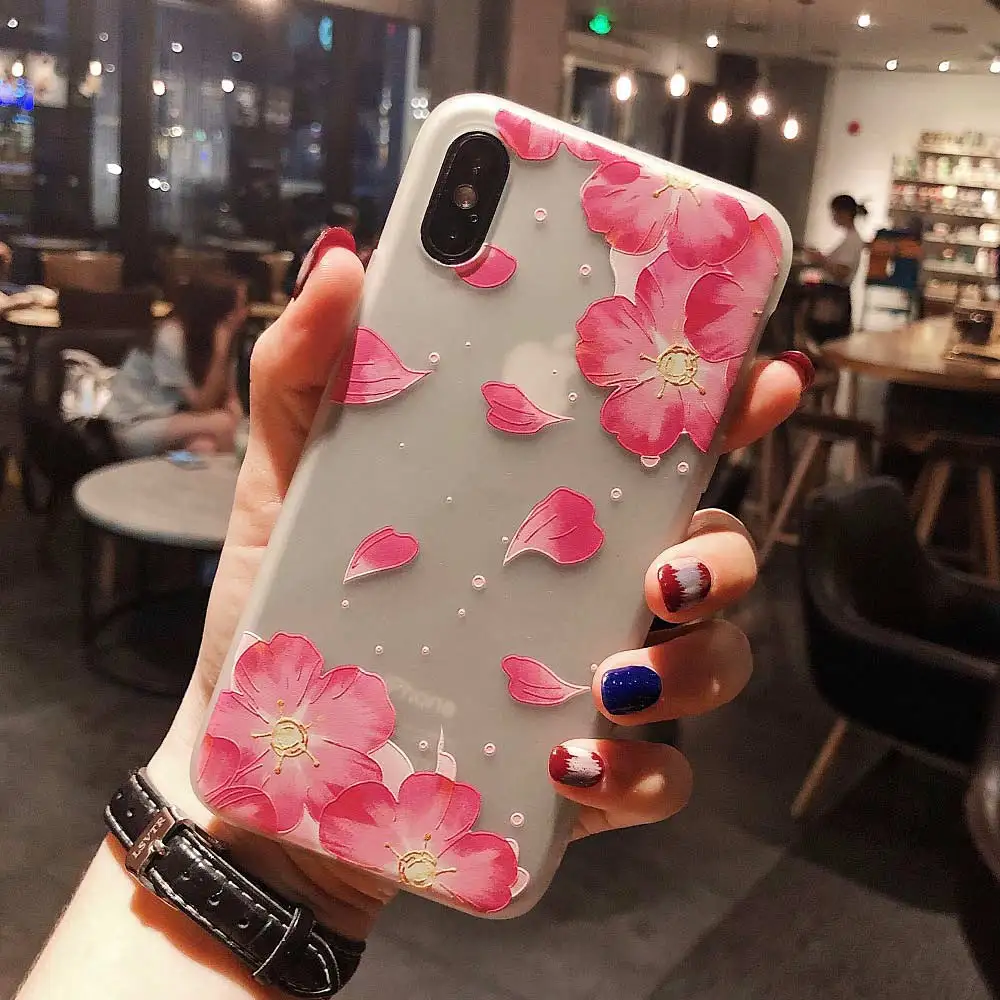 Pattern 20 Силиконовый чехол с цветами для iPhone XS Max XR X 10 браслет-держатель 3D рельефный чехол с рисунком для iPhone 6 S 6 S 8 7 Plus чехол для телефона - Цвет: Pattern 20