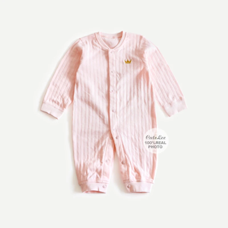 pink baby clothes Однотонные Детские комбинезоны для детей от 6 до 24 месяцев, одежда с короной Белый Детский комбинезон для мальчиков и девочек, одежда в полоску для новорожденных Рождественская одежда для малышей на осень, roupa - Цвет: pink baby clothes