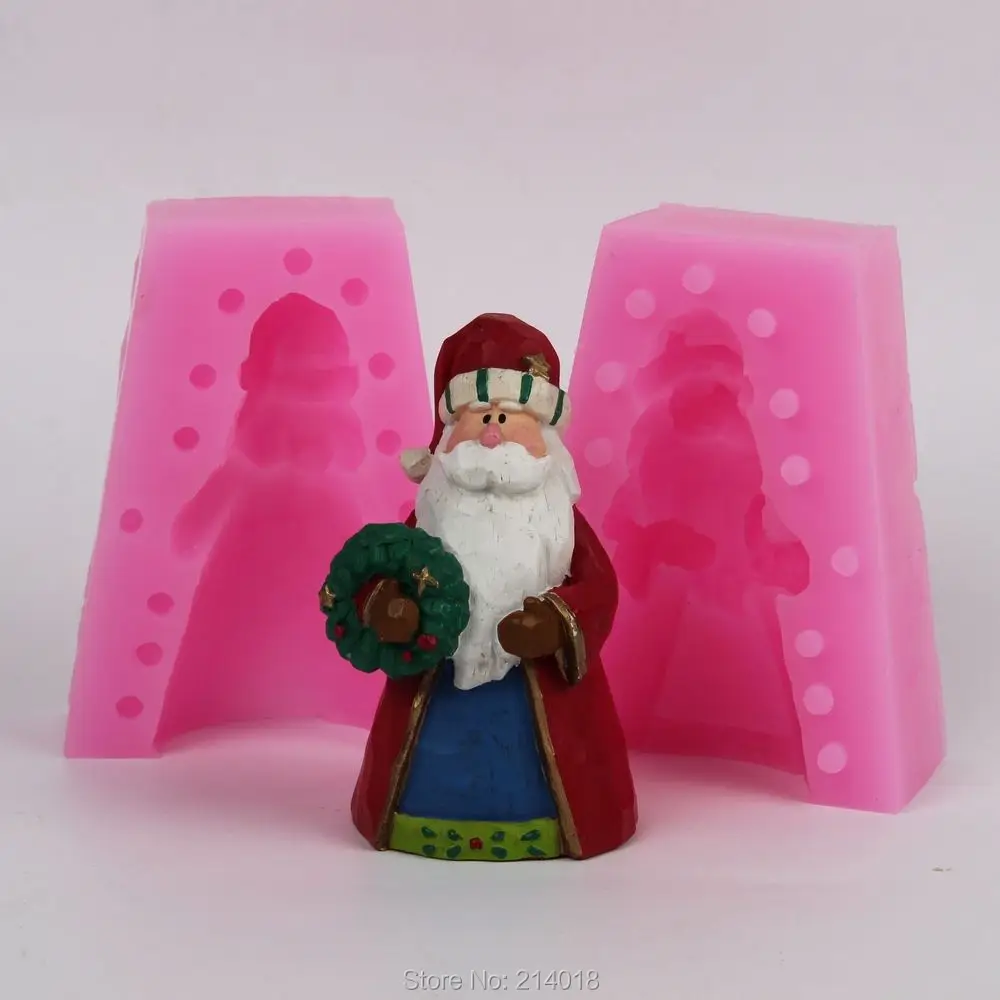 Новогодняя 3D форма для мыла PRZY в виде Санта-Клауса свечи силиконовый гель