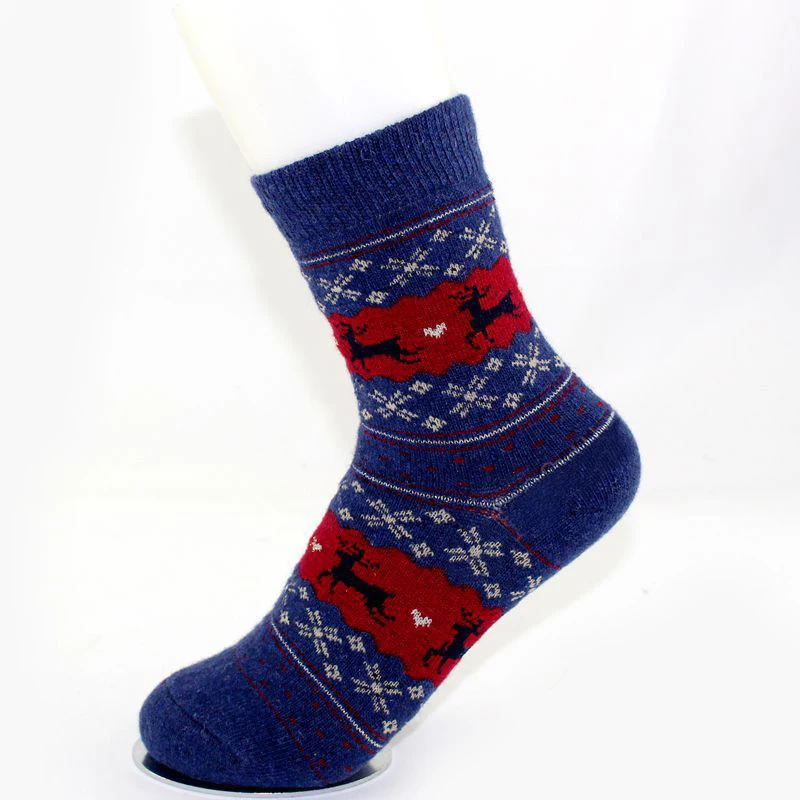 Модные теплые плотные носки из кроличьей шерсти на осень и зиму рождественские