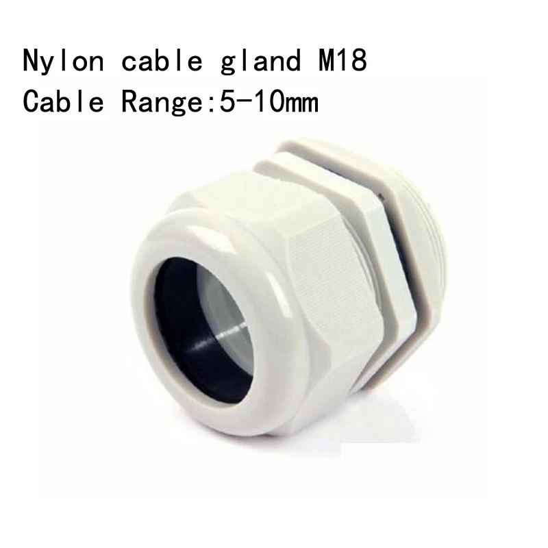 100 шт. M18x1.5 IP68 водонепроницаемый нейлоновый кабельный сальник для кабеля 5-10 мм |
