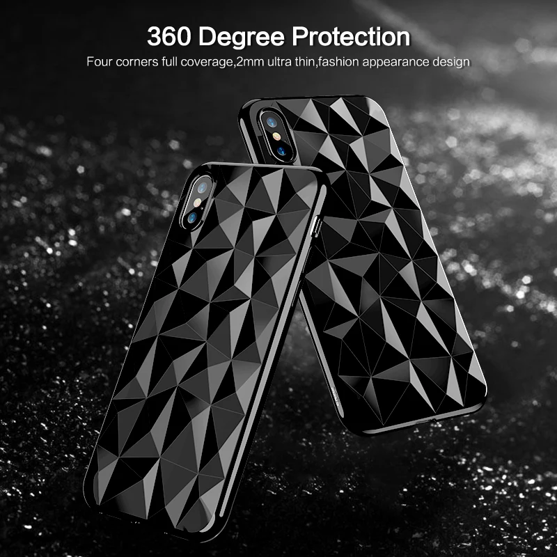 FLOVEME Soft Diamond Pattern Case For iPhone 6s 6 7 8 Plus Silicone Cases X S Luxury Ultra Thin Back Cover |