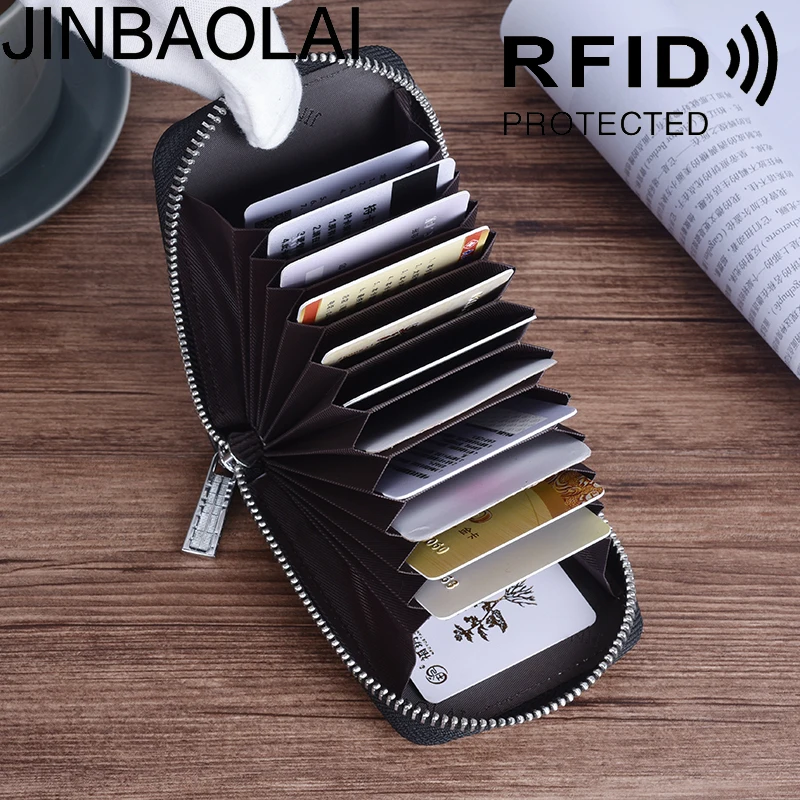 Мужской визитница RFID из натуральной кожи мужской маленький кошелек на застежке