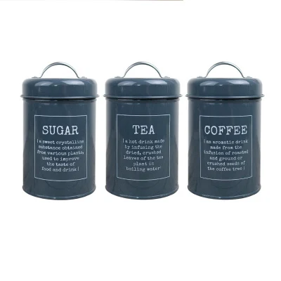 dark green set of 3 Нержавеющая сталь Герметичные банки для хранения чая Caddy двойная крышка канистра коробка сахара конфеты кофе еда Канистра закуска бак - Цвет: dark green set of 3