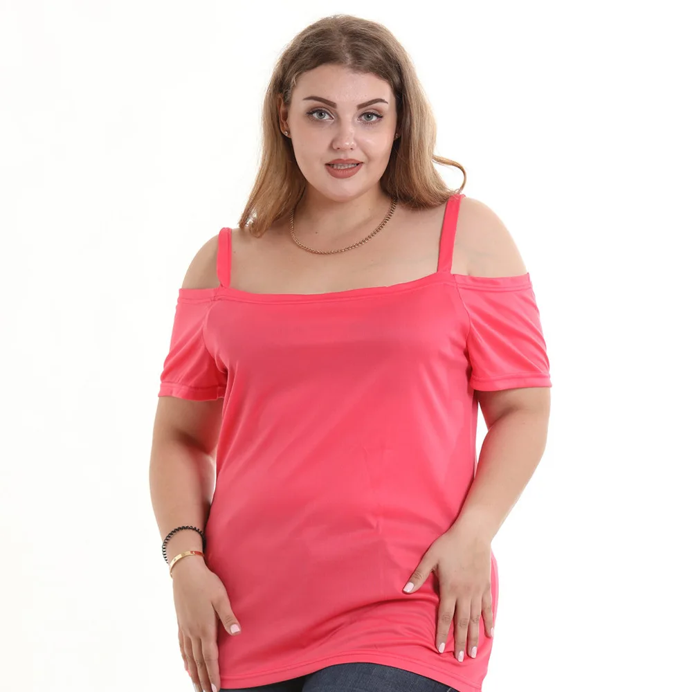 

summer clothing knitted tees women T shirts halter tees european women tees plus size 6xl short sleeve shirts women summer tees