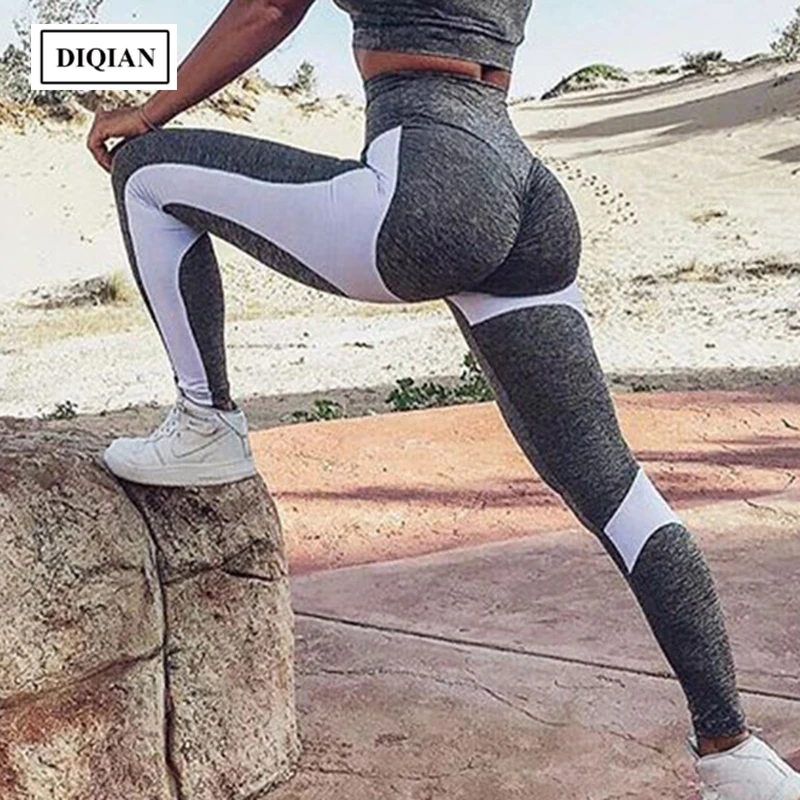DIQIAN Autumn Winter Fitness Splicing Yoga Pants For Women Bodybuilding Famale Breathable Sport Tight Gym Sportswear | Спорт и