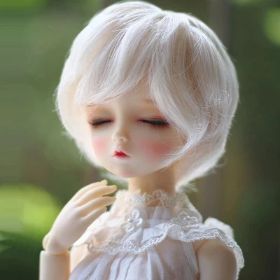 Белый Allaosify BJD wig bjd doll SD wig male doll hair white short hair high temperature1/3 1/4 1/6 Buy one get one free bjd hair - Цвет: Белый