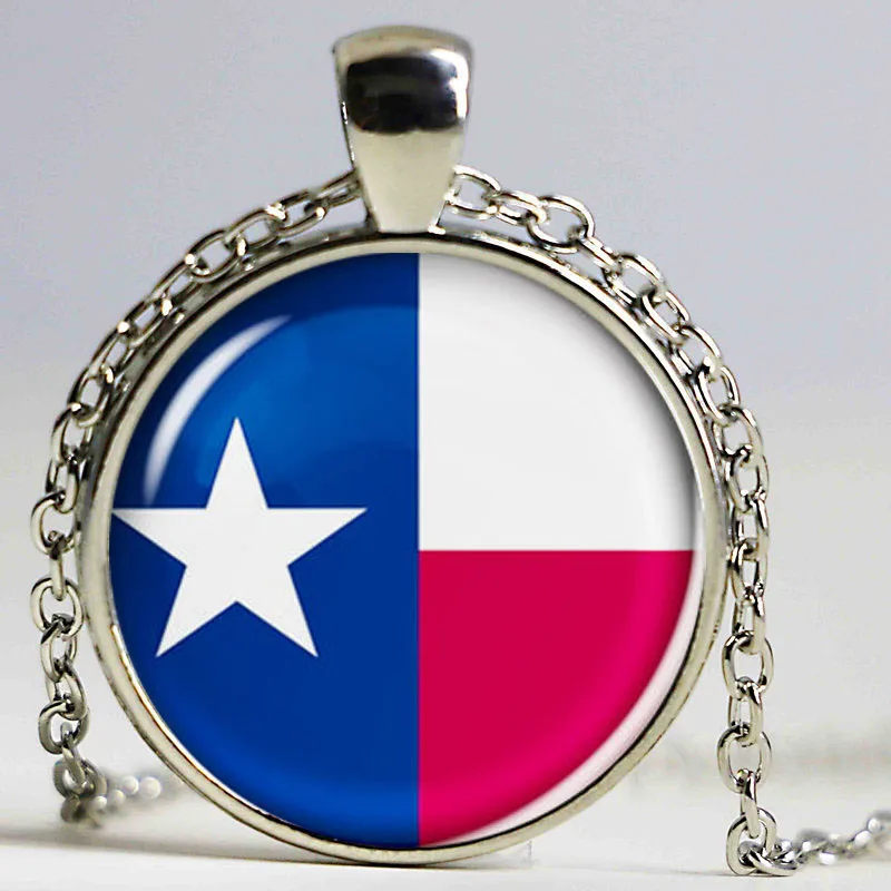 Diy Ювелирный винтажный воротник hechos a mano foto ee. uu. Стеклянный купол bandera de Texas colgante plata