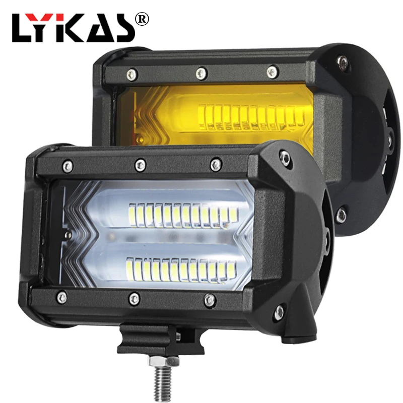 LYKAS Led бар 5 дюймов 72 Вт внедорожный рабочий свет для грузовиков 4x4 4WD SUV ATV 3000K 6000K