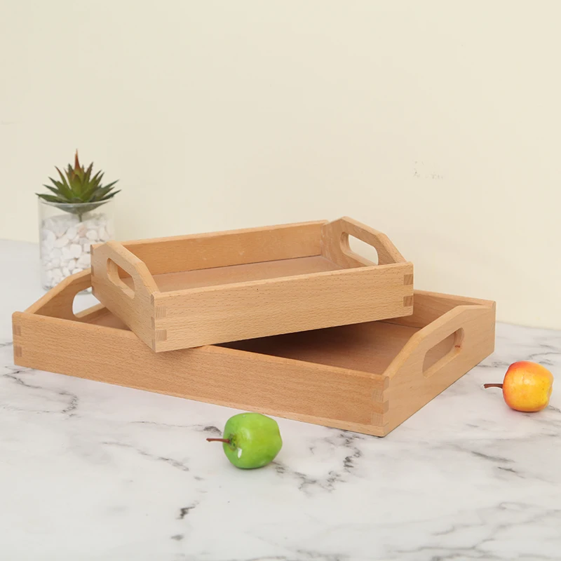 

Solid wood creative tea tray Japanese tray coffee tray desktop sundries collection wooden tray beech tray