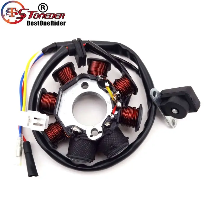 Stonder 8 Катушек статор для двигателя GY6 49cc 50cc Sunl Roketa Vespa Jonway Znen Jmstar Kazuma китайский