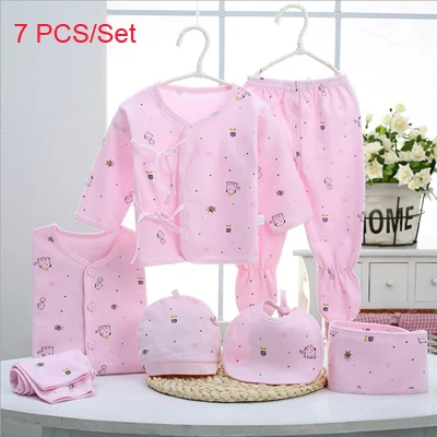 Pink01 7 PCS Лидер продаж! 7 шт./компл. хлопок Материал Одежда для новорожденных полный Наборы детской одежды: хлопковая Материал, одежда для малышей, для мальчиков и девочек, одежда для новорожденных - Цвет: Pink01 7 PCS