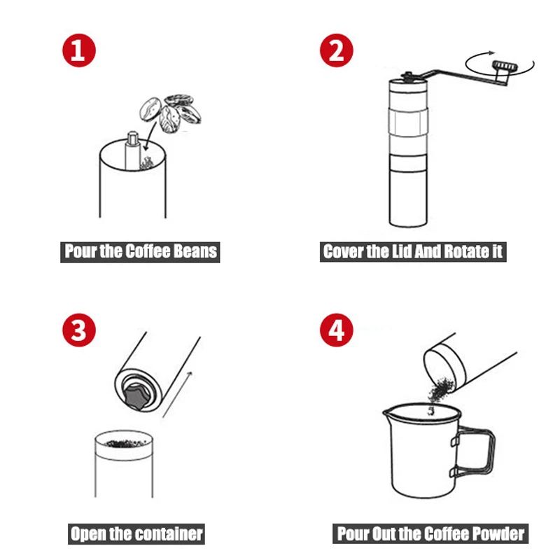 2 размера ручная керамическая кофемолка из нержавеющей стали регулируемая