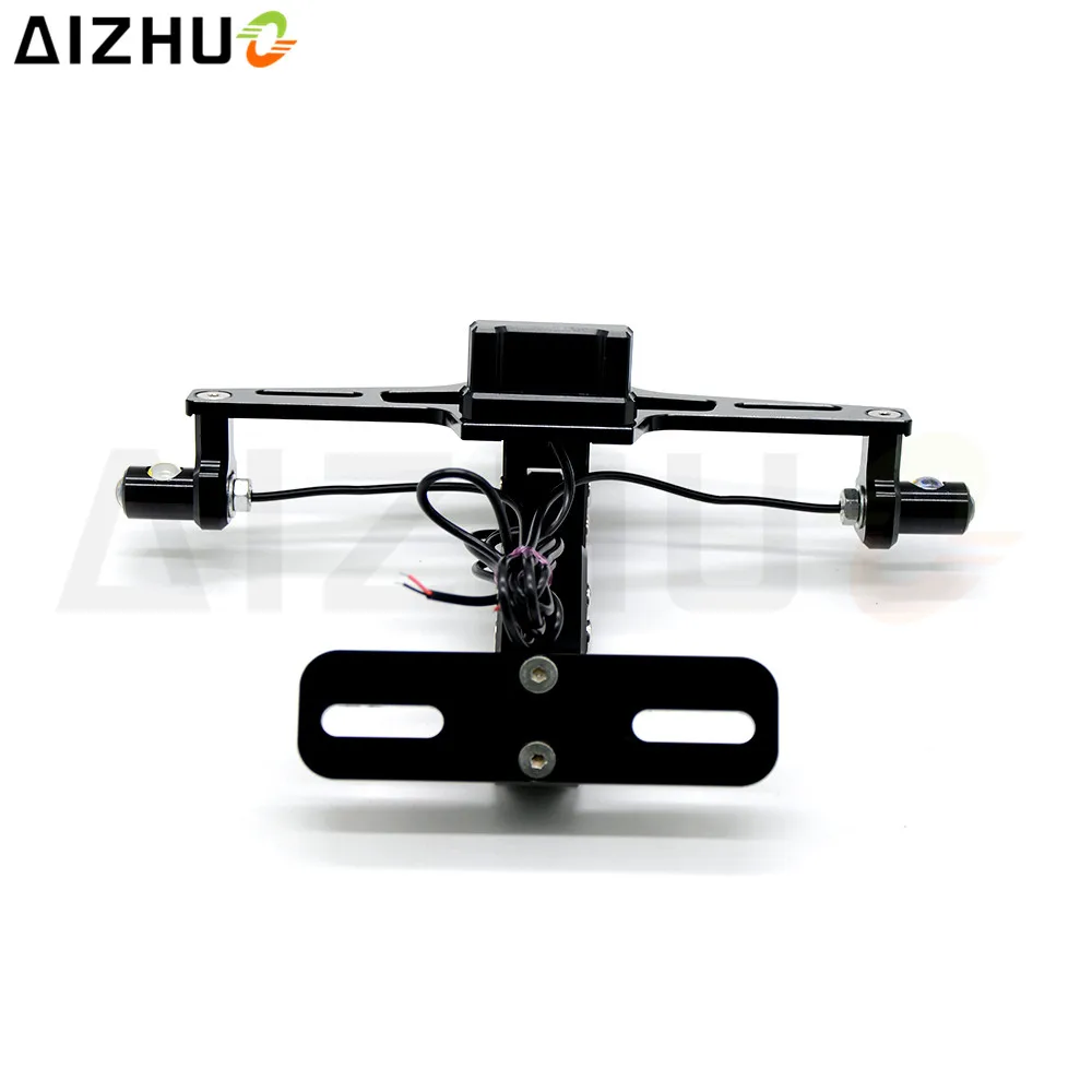 Universal Motorcycle Registration License Plates Holder With Led Light Motorbike CNC Aluminum Number Plate For Honda Suzuki | Автомобили и
