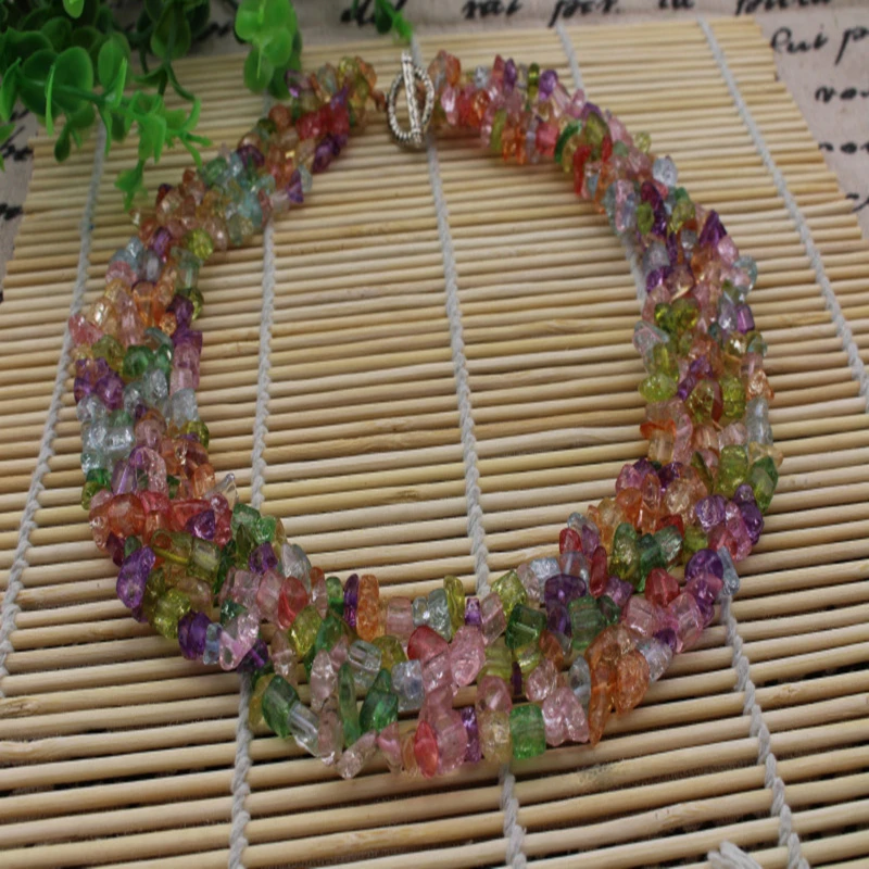 JINSE Stone Fluorite Garnet Coral Opal 5 Layers Chip Beads Necklace Natural BLS104 | Украшения и аксессуары