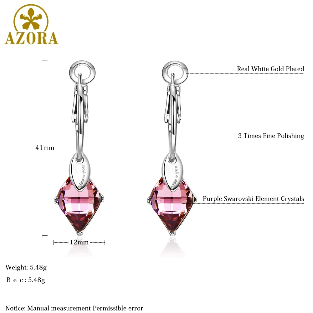Азора модные бижутерия Серьги подвески для женщин Фиолетовый Австрийские с