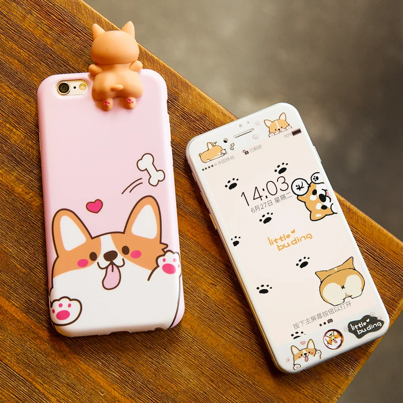 Для iphone 8 8Plus 3D Welsh Corgi dog чехол для телефона s + пленка экрана из закаленного стекла 6