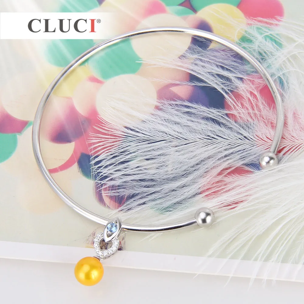 CLUCI новый 925 пробы серебряный кулон в форме сердца синий CZ жемчужный ожерелье