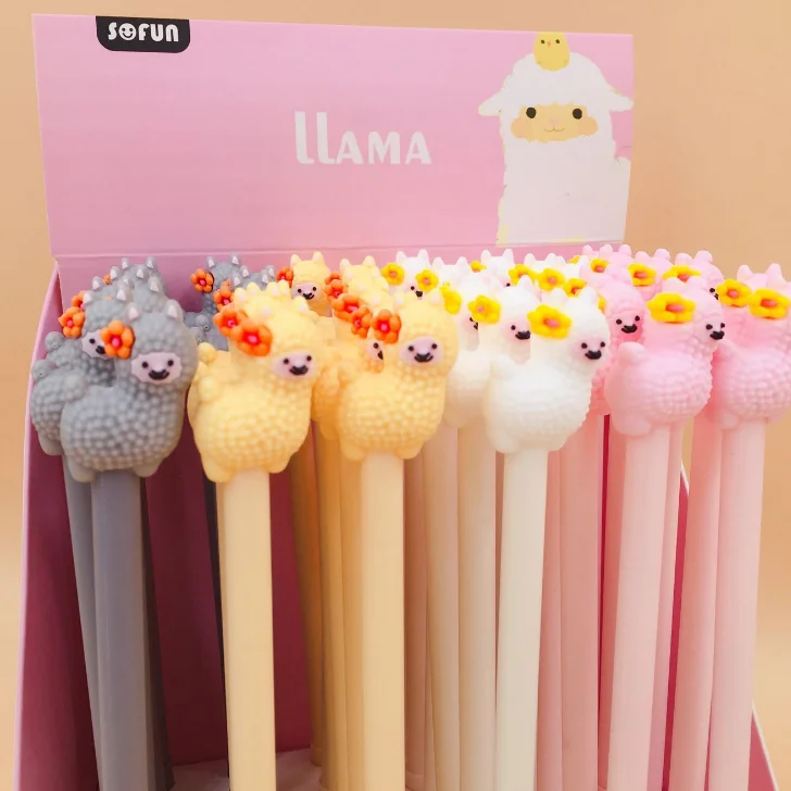 4 шт./компл. Kawaii гелевые ручки мультфильм Силиконовые Альпака черный Цветной гелевые ручки для написания милые канцелярские офисные школьные принадлежности, блокноты