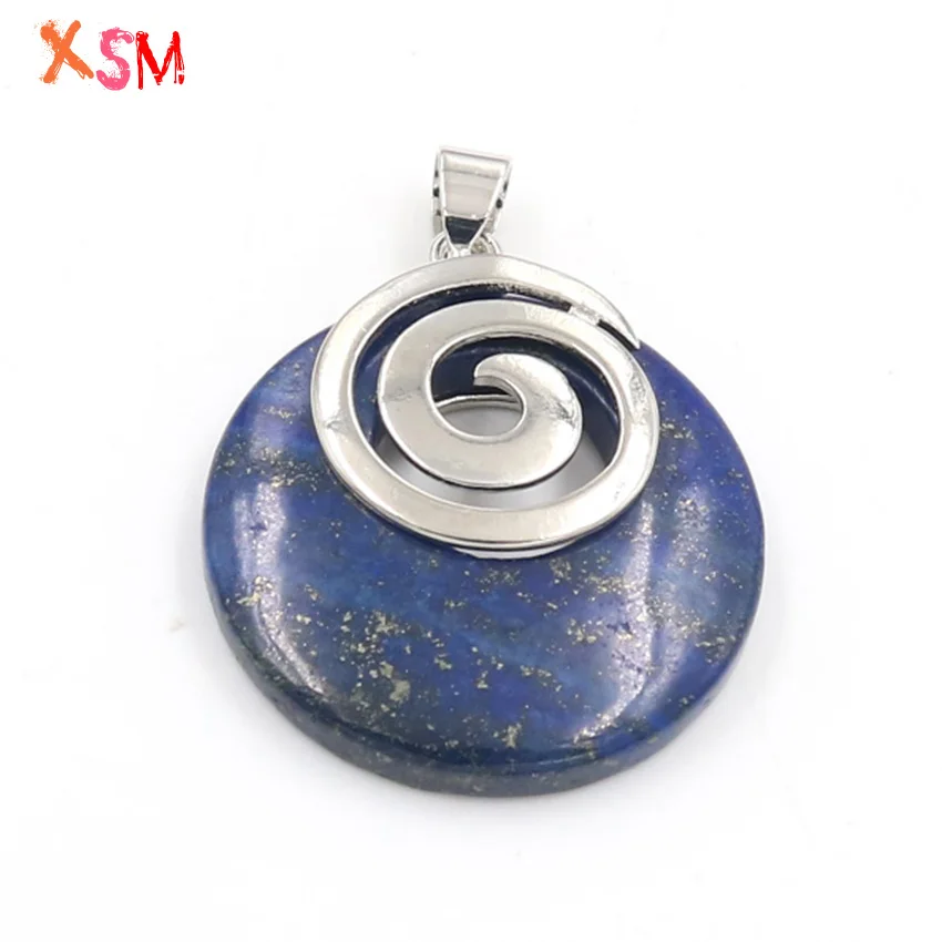 

Wholesale 10pcs/Lot Musical Symbol Pendant Natural Mixed Stone Round Hollow Screw Symbol Pendant For Women Charm Jewelry