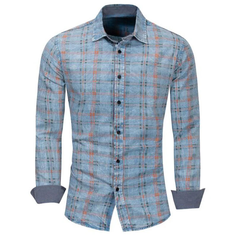 Мужские рубашки весна-осень клетчатые мужские высокое качество хлопок длинный