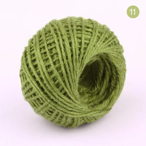 11 Army Green 50 м натуральная Мешковина Hessian джутовый шнур-шпагат конопляная веревка 2 мм шпагат в деревенском стиле Подарочные Упаковочные Струны для рождественской вечеринки - Цвет: 11 Army Green