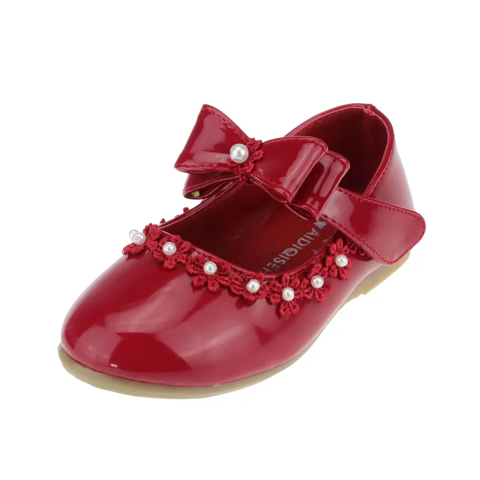 Детские кожаные туфли MSMAX для девочек на плоской подошве с липучками вечерние