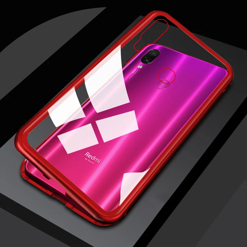 Магнитный флип-чехол для Xiaomi Redmi Note 7 Pro стеклянная задняя крышка противоударный